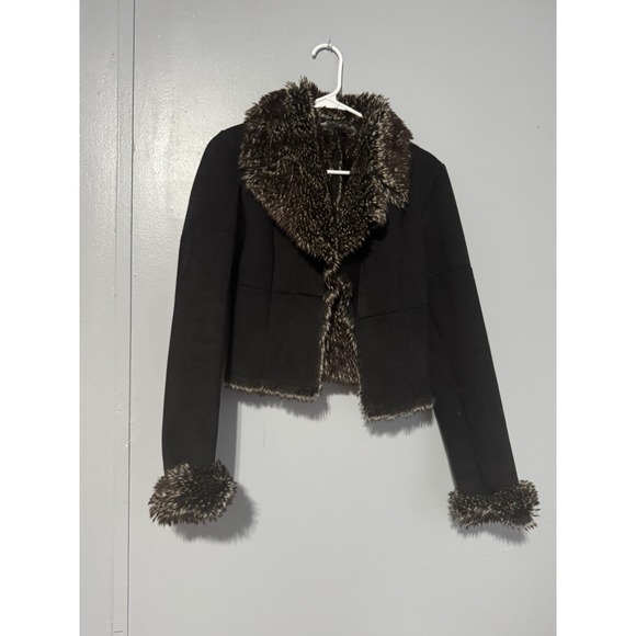 Express Jackets & Blazers - Express Black Fully Lined Faux/Collar Suede Size 2 Gothic Romantic Steampunk